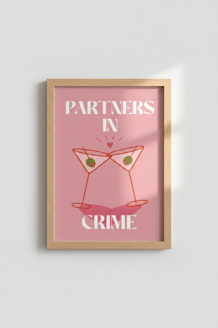 Cocktail wall art | Bold pink graphic, Modern living room decor