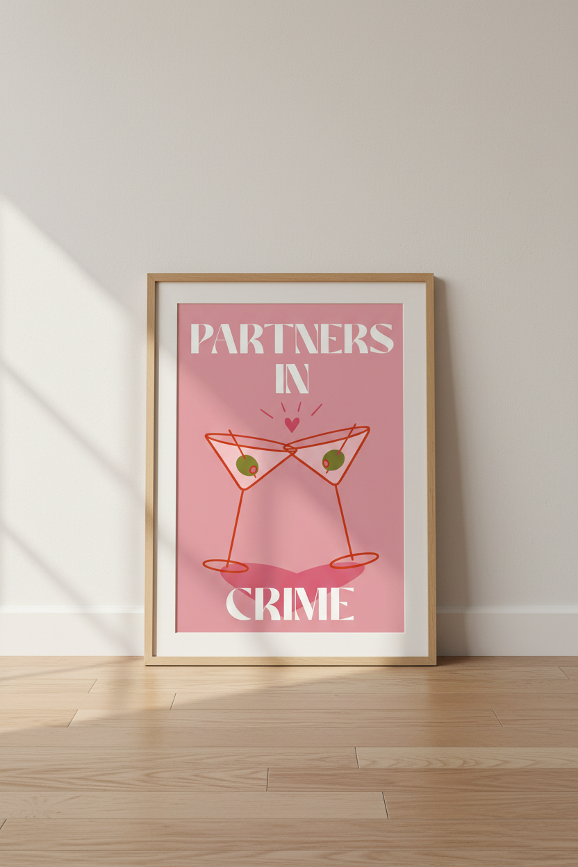 Cocktail wall art | Bold pink graphic, Modern living room decor