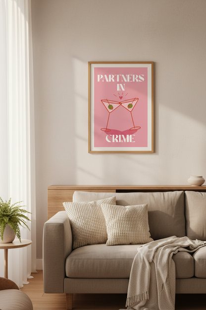 Cocktail wall art | Bold pink graphic, Modern living room decor