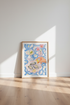 Oyster and Martini Art Print | Blue Coastal Decor | Preppy Foodie Poster