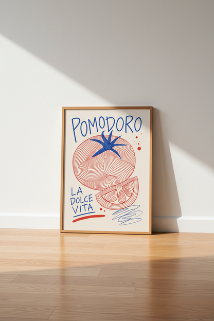 Pomodoro Tomato Italian Wall Art Print | Kitchen Decor | Modern Food Poster