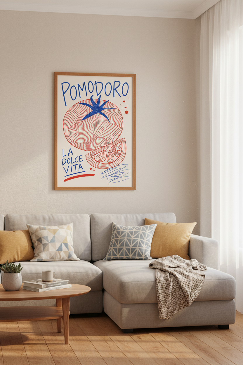 Pomodoro Tomato Italian Wall Art Print | Kitchen Decor | Modern Food Poster