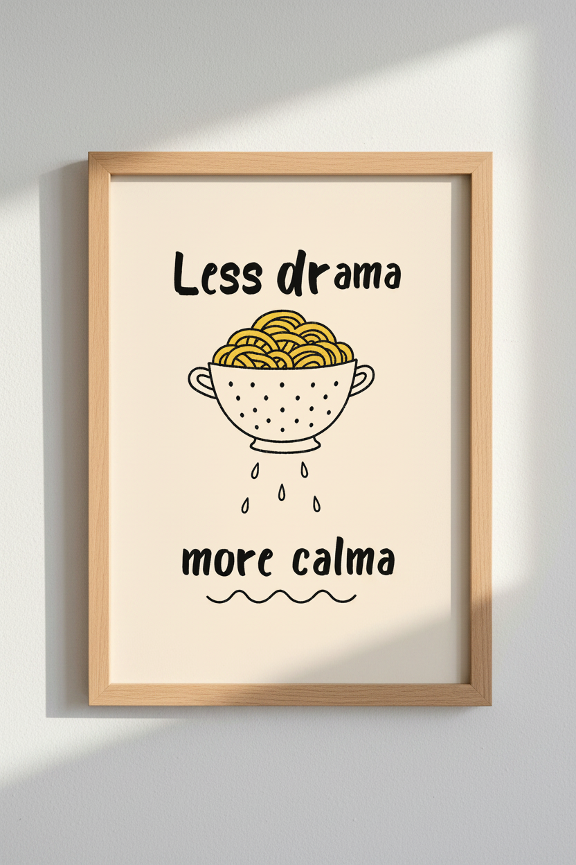 Italian Kitchen Wall Art | Less Drama More Calma Pasta Poster, Foodie Gift