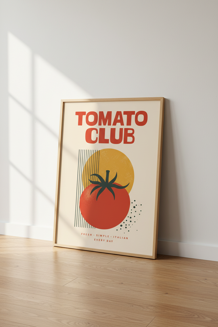 Tomato Club Art Print | Modern Kitchen Decor | Retro Italian Food Poster