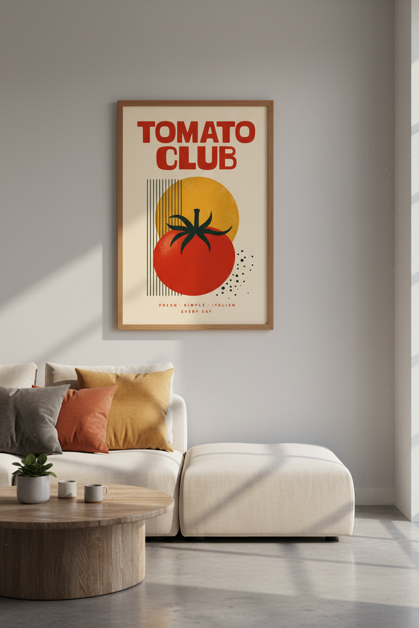 Tomato Club Art Print | Modern Kitchen Decor | Retro Italian Food Poster