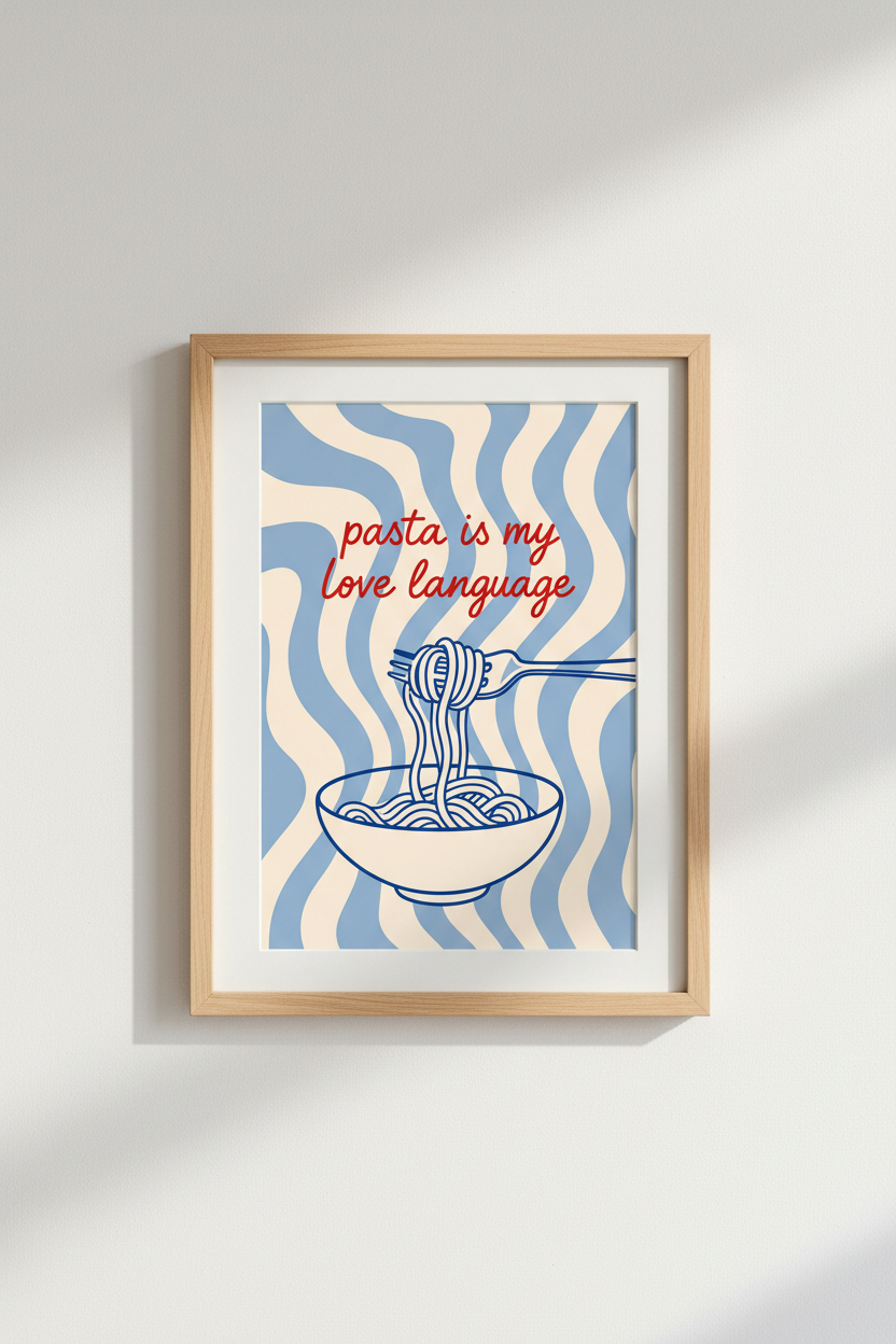 Retro Pasta Wall Art Print | Kitchen Decor | Danish Pastel Aesthetic Poster