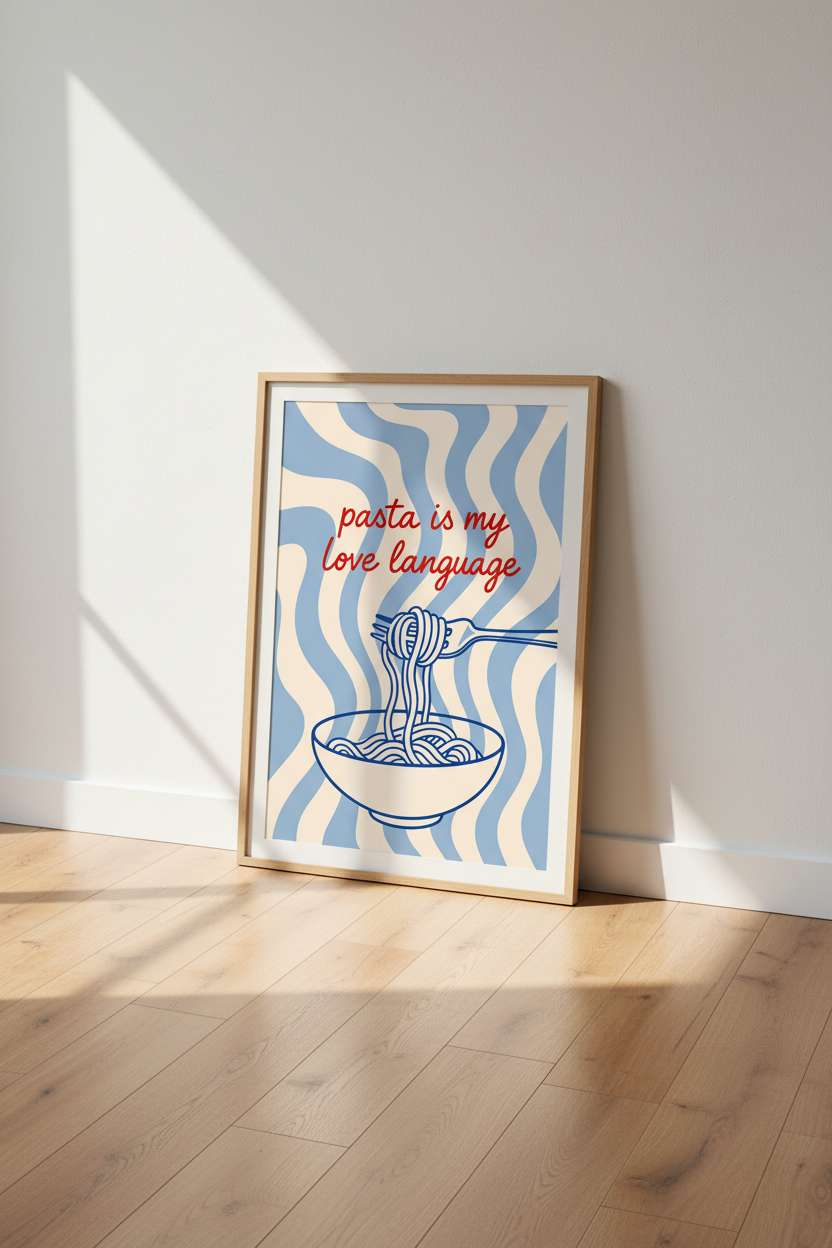 Retro Pasta Wall Art Print | Kitchen Decor | Danish Pastel Aesthetic Poster