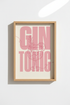 Pink Cocktail Wall Art | Gin & Tonic Poster, Kitchen Decor | Modern Aesthetic Bar Print