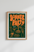 Retro Dinner Party Wall Art | Groovy Kitchen Decor | Pasta & Wine Poster