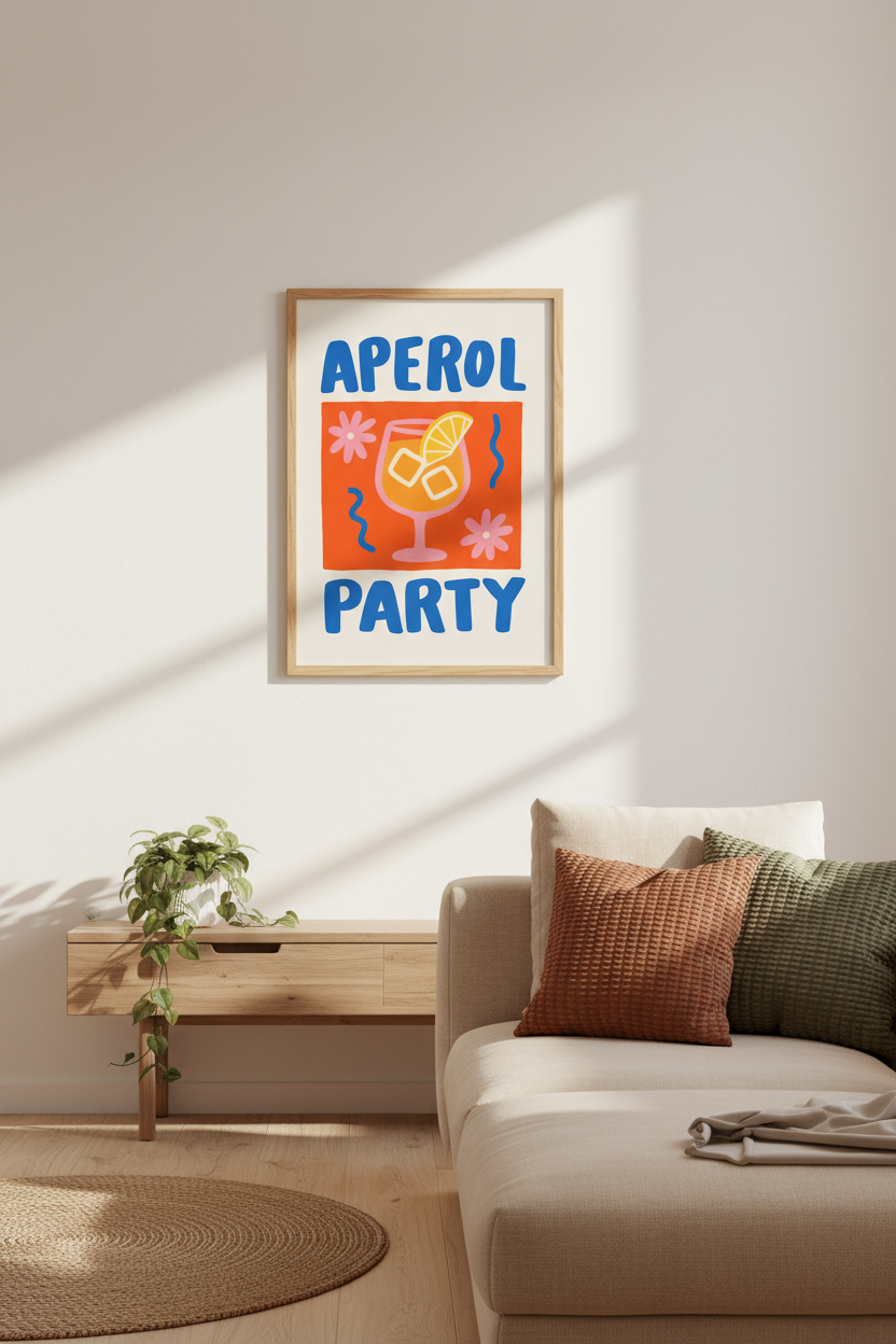 Cocktail Wall Art | Bright Pop Colors, Living Room Decor