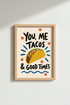 taco wall art | Whimsical, bold colors | Kitchen decor