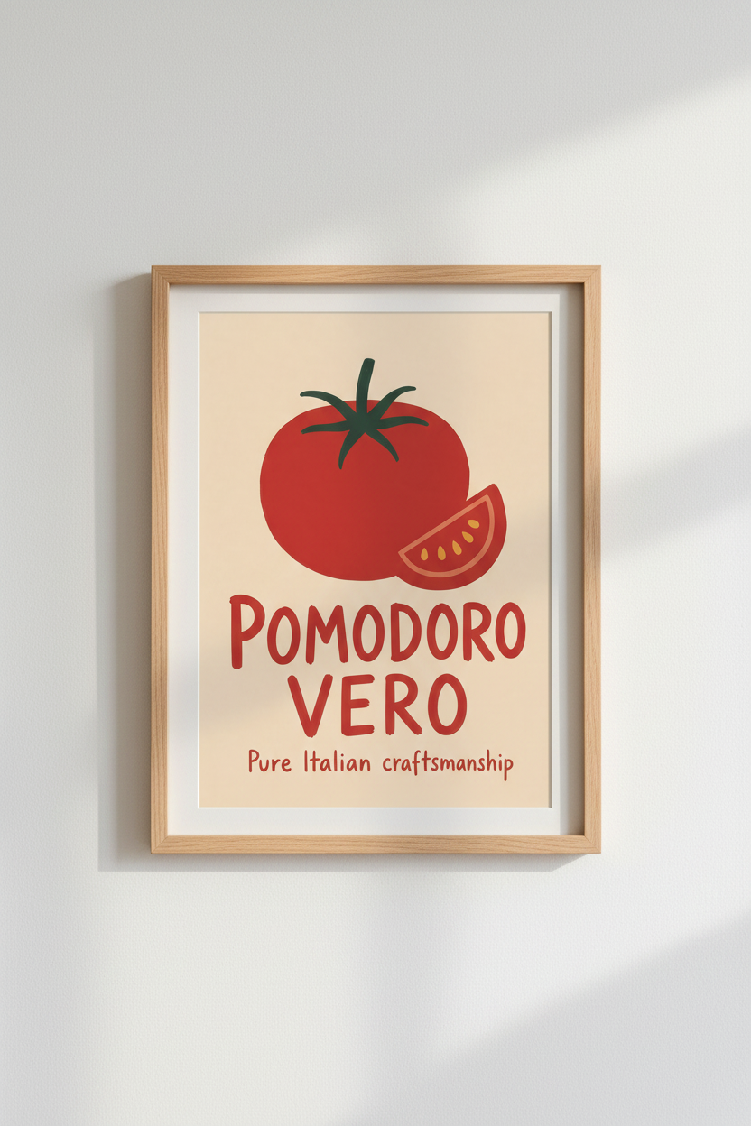 Minimalist Tomato Wall Art Print | Living Room Decor | Retro Poster