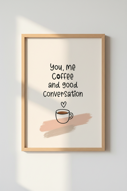 Coffee Quote Wall Art Print | Kitchen Decor | Minimalist Cafe Poster