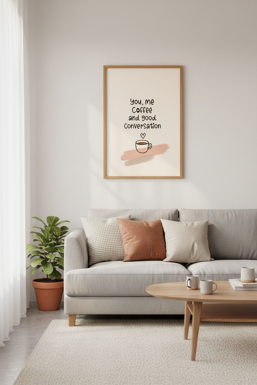 Coffee Quote Wall Art Print | Kitchen Decor | Minimalist Cafe Poster