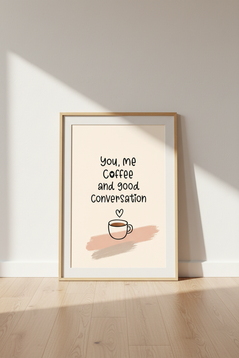 Coffee Quote Wall Art Print | Kitchen Decor | Minimalist Cafe Poster