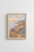 Coastal Landscape Wall Art Print | Sunset Ocean View, Pastel Wildflower Beach Decor