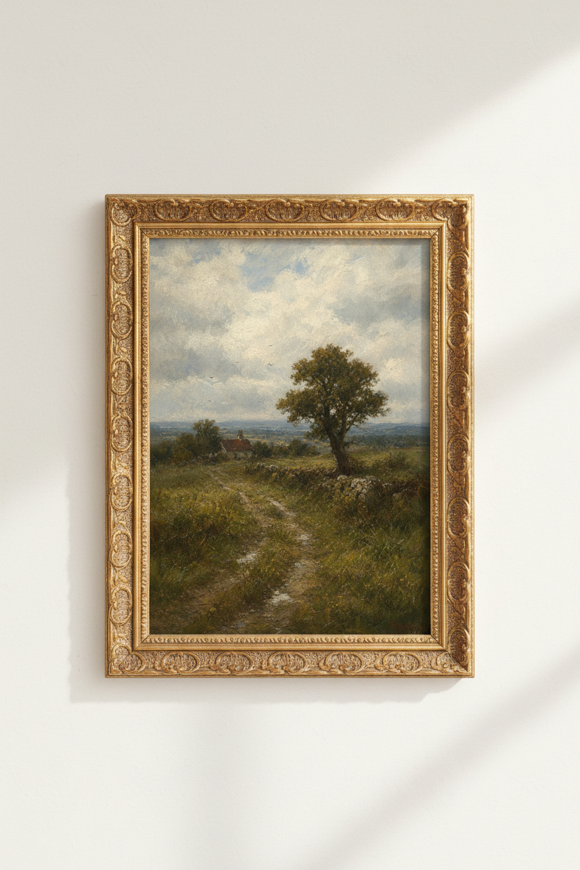 Pastoral landscape Wall Art Print | Living Room Decor | Rustic Vintage Poster