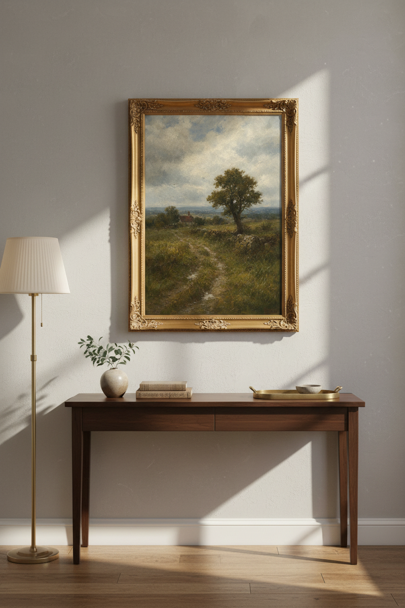 Pastoral landscape Wall Art Print | Living Room Decor | Rustic Vintage Poster