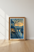 Paris Bookstore Wall Art | Sunset River Scene, French Library Print