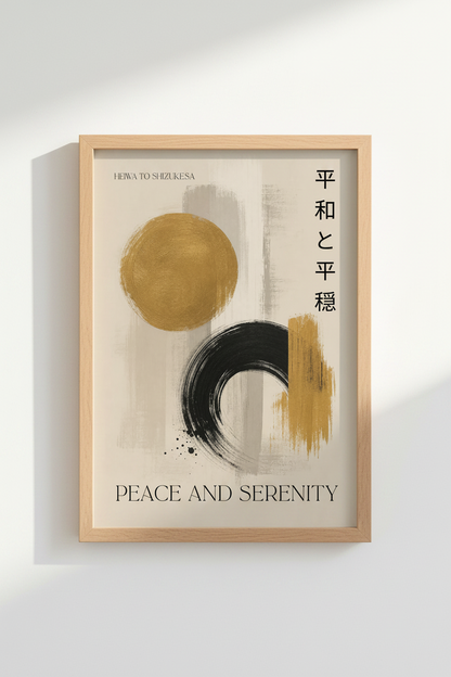 Zen Japanese Art Print | Gold Abstract Japandi Poster, Modern Minimalist Wall Decor