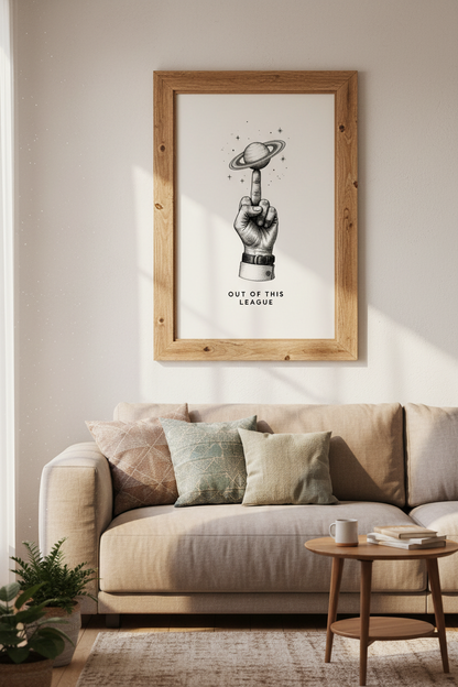 Saturn Middle Finger Wall Art | Vintage Sketch Aesthetic, Office Poster