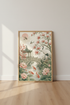 Japanese Garden Art | Koi Fish & Crane Landscape Print, Zen Chinoiserie Decor