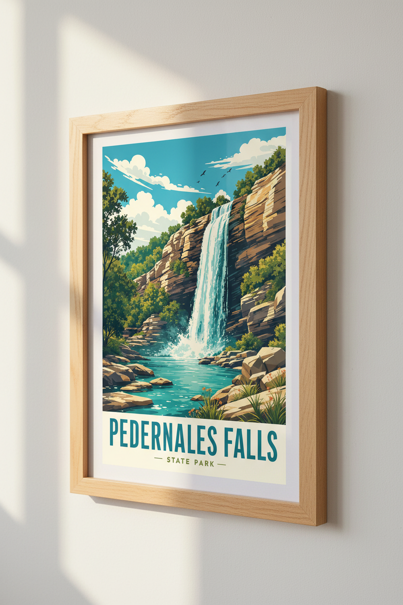 Pedernales Falls Wall Art | Texas Landscape Poster, State Park Decor
