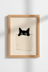 Minimalist Cat Wall Art print | Cute Black Cat Poster, Neutral Nursery Decor