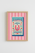 Luck is Handmade Wall Art Print | Pink Matchbox Poster | Kitsch Folk Art Decor