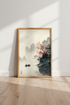 Japanese Ink Landscape Wall Art | Misty Mountain Painting, Zen Home Decor Poster