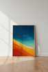Minimalist Landscape Art | Vibrant Orange & Teal Poster, Modern Home Decor