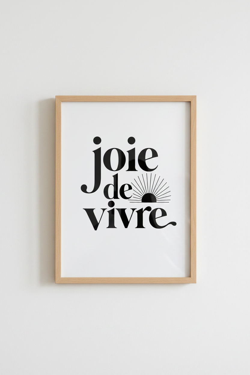 Joie de Vivre Wall Art Print | French Quote Decor | Minimalist Typography Poster