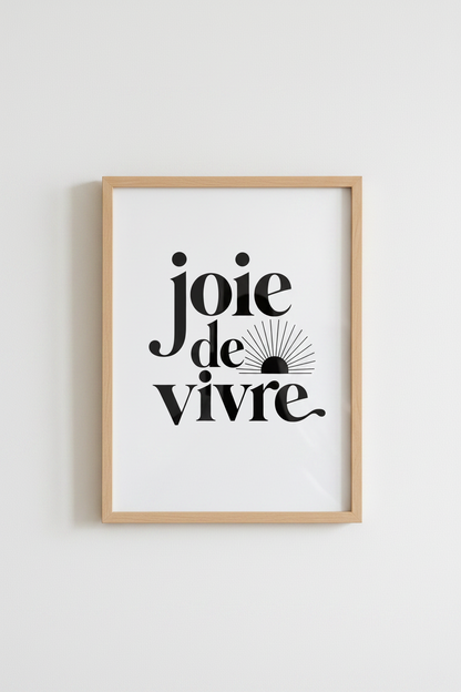 Joie de Vivre Wall Art Print | French Quote Decor | Minimalist Typography Poster