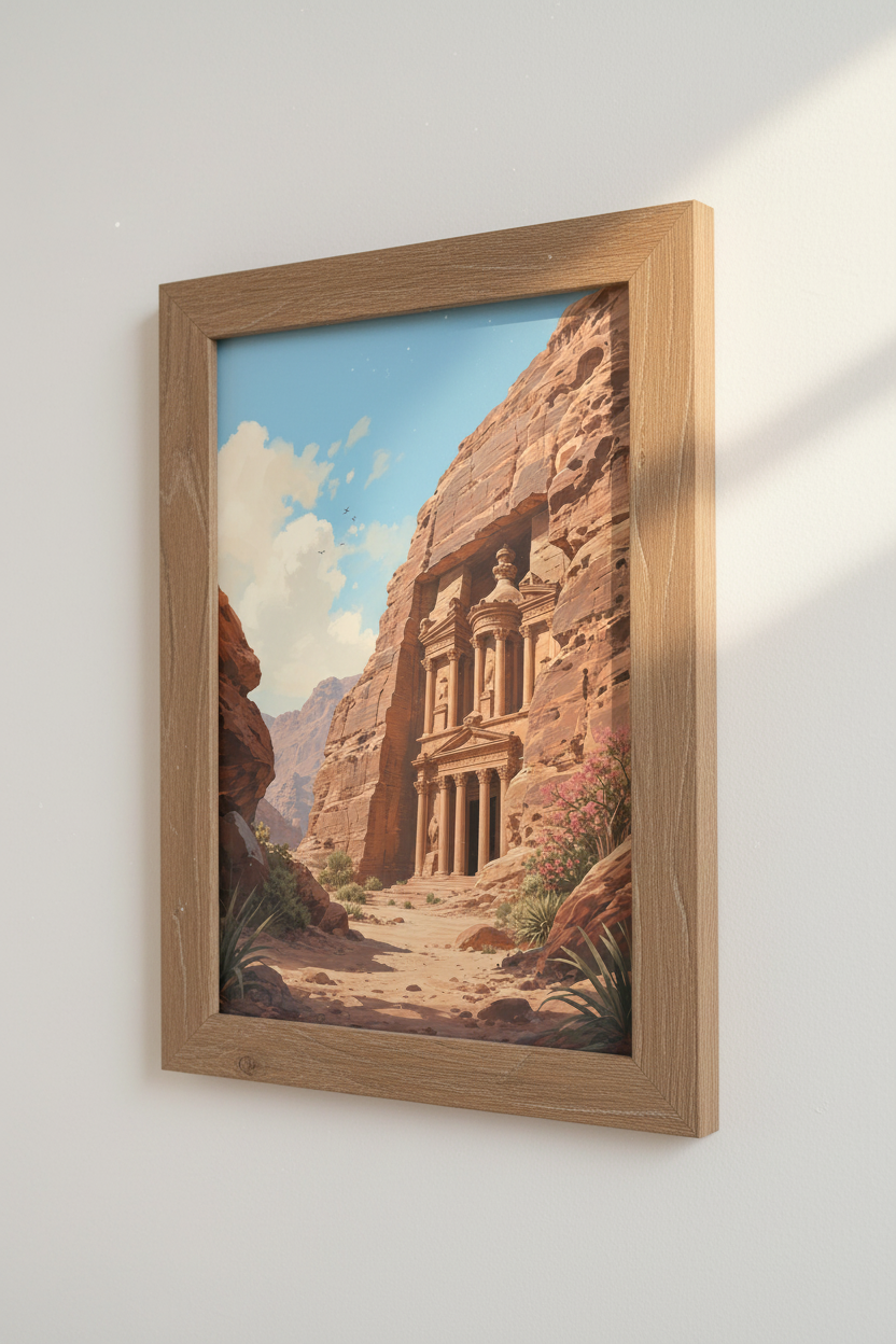 Petra Jordan Treasury Art | Terracotta Landscape Print, Travel Decor