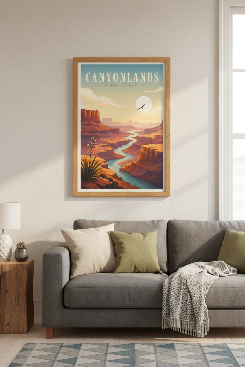 Canyonlands National Park Art | Vintage Desert Landscape, Living Room Poster