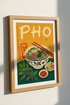 Pho Bowl Noodle Wall Art | Vibrant Asian Food Poster | Kitchen & Dining Decor
