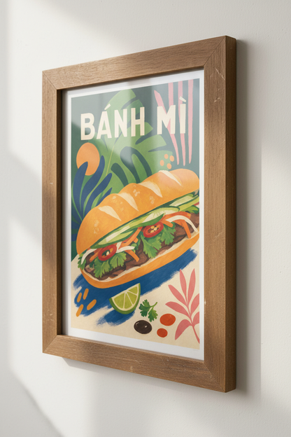Banh Mi Vietnamese Street Food Art | Kitchen Dining Room Decor | Colorful Foodie Poster