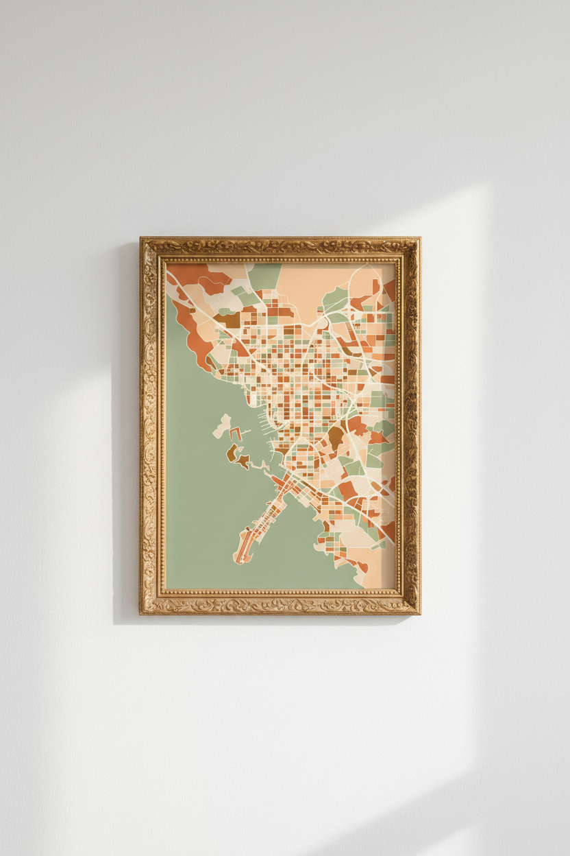 city map wall art | Abstract Peach &amp; Sage Cityscape Decor