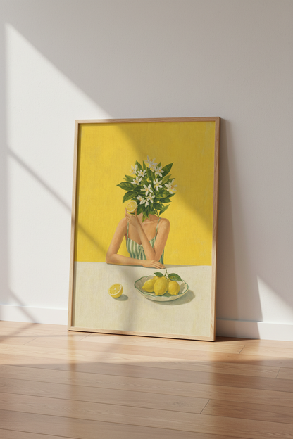 Lemon Surrealist Wall Art | Kitchen Decor | Whimsical Citrus Fruit Poster Print
