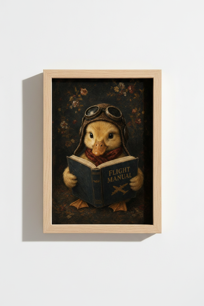 Duck Aviator Art Print | Vintage Pilot Nursery Decor | Whimsical Animal Poster