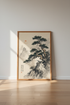Japanese Pine Tree Art Print | Zen Mountain Landscape, Minimalist Home Decor