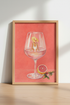 Pink Cocktail Wall Art | Surreal Summer Poster, Bar Cart Decor & Kitchen Print
