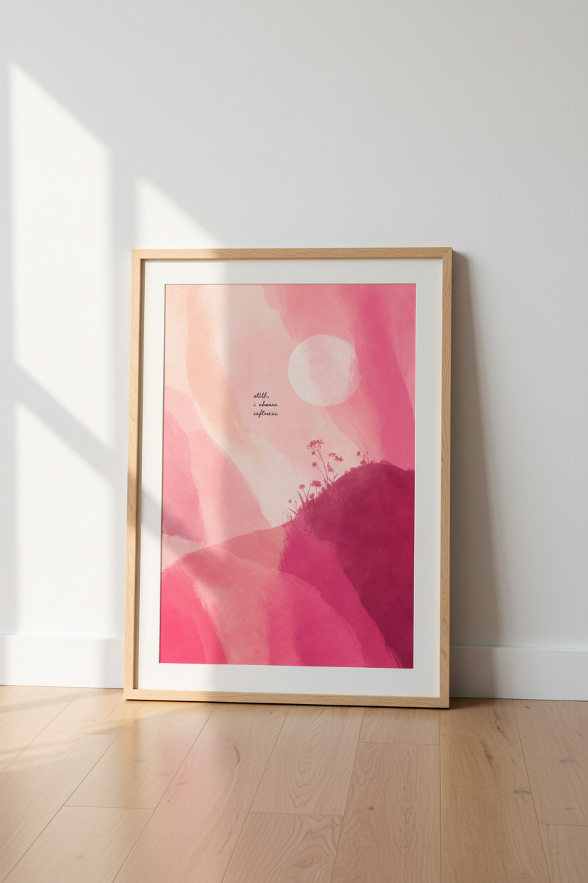 Pink Abstract Wall Art | Softness Quote Poster, Blush Pink Bedroom Decor