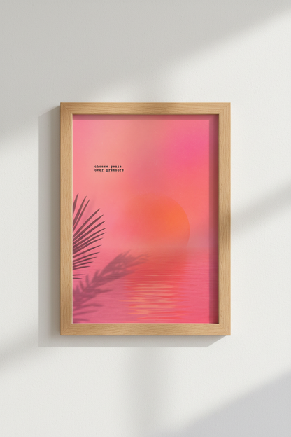 Aura Gradient Poster | Pink Sunset Quote Print, Aesthetic Mindfulness Decor