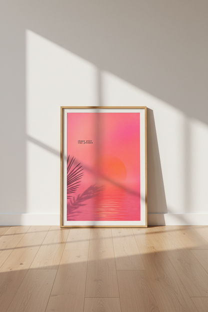Aura Gradient Poster | Pink Sunset Quote Print, Aesthetic Mindfulness Decor