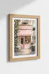 French Bakery Wall Art | Pink Parisian Cafe Decor | Pastel Street Scene Poster