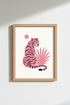 Pink Tiger Wall Art | Minimalist Animal Poster, Maximalist Living Room Decor