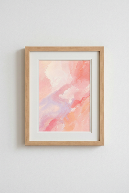 Pastel Abstract Art | Soft Peach &amp; Lavender, Living Room Decor