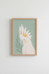 Cockatoo Bird Wall Art | Sage Green Tropical Print, Nursery & Living Room Decor
