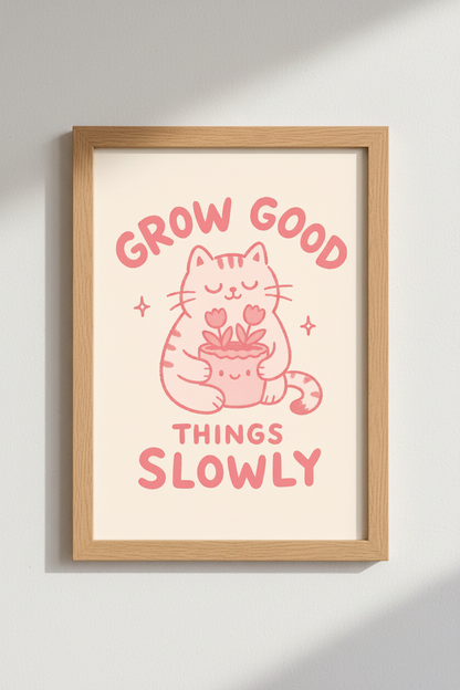 Cute Cat Wall Art | Soft Pink Palette, Cozy Living Room Decor